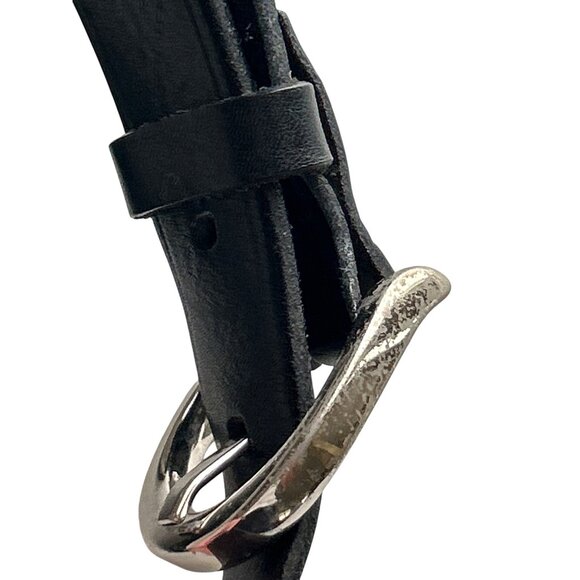 Genuine Leather Black Belt With Silver Buckle Medium Made In Canada Durable - Picture 3 of 4